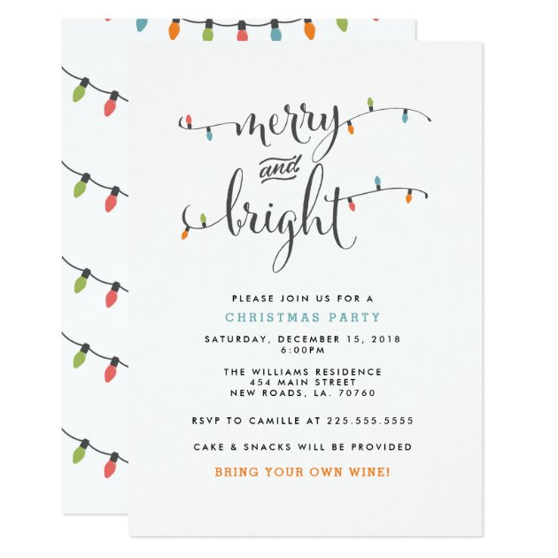 Merry And Bright Christmas Party Invitation