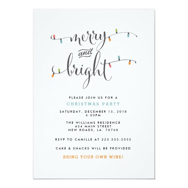 Merry And Bright Christmas Party Invitation