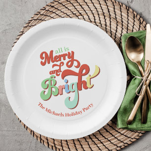 Merry and Bright Christmas Party Custom Paper Plates