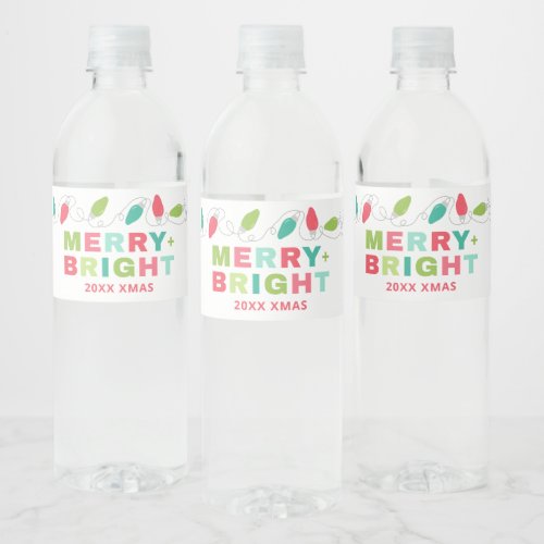 Merry and Bright Christmas Party Favors Water Bottle Label