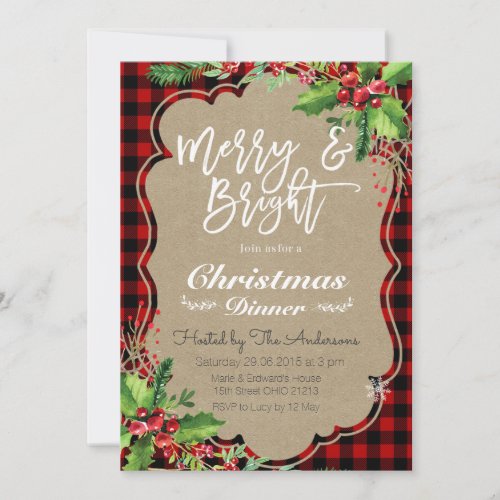 Merry and Bright Christmas Party Invitation