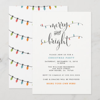 Merry and Bright Christmas Party Invitation