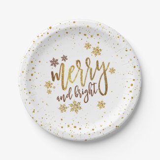 Merry and Bright - Christmas Party Paper Plate
