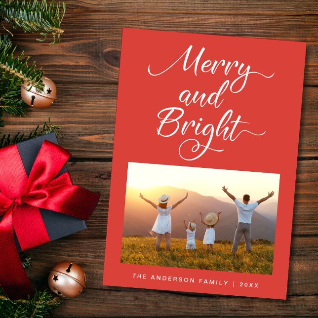 Merry And Bright Christmas Photo Holiday Card (Creator Uploaded)