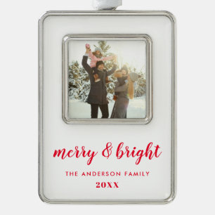 Merry and Bright Christmas Photo Ornament