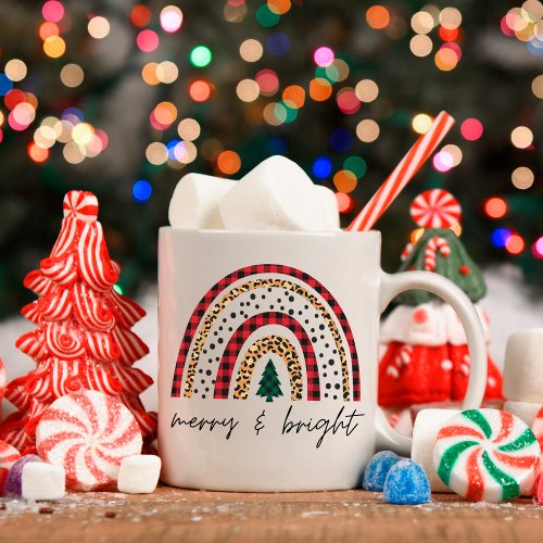 Merry and Bright Christmas Rainbow Coffee Mug