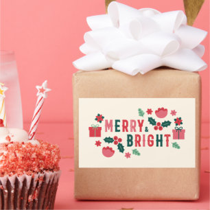 Merry and bright Christmas Rectangle Stickers
