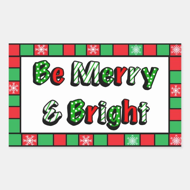 Merry and Bright Christmas  Rectangular Sticker (Front)