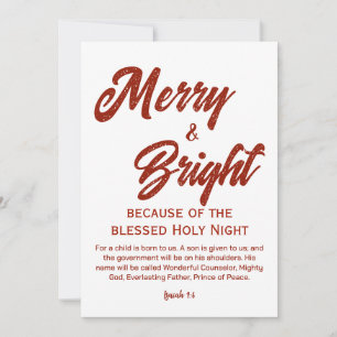 Merry and Bright Christmas Red Script Holiday Card