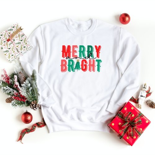 Merry And Bright Christmas Retro Sweatshirt