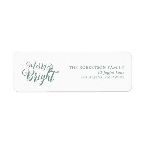 Merry and Bright Christmas Return Address Label