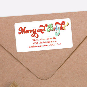 Merry and Bright Christmas Return Address Label