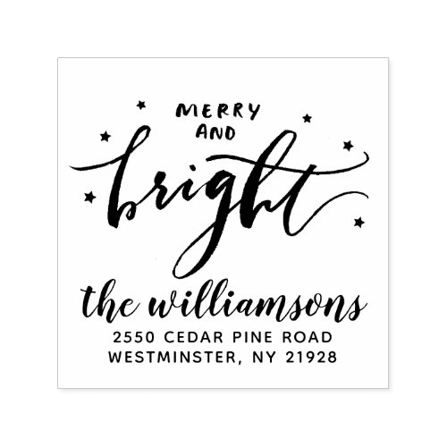 Merry and Bright Christmas Return Address Self_inking Stamp