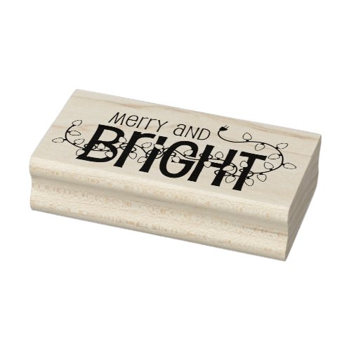 Merry and Bright Christmas Rubber Art Stamp