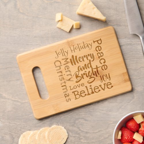 Merry and Bright Christmas Sayings  Cutting Board