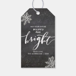 Merry And Bright Christmas Snowflake Chalkboard Gift Tags