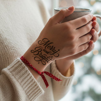 Merry and Bright Christmas Sparkle Temporary Tattoos