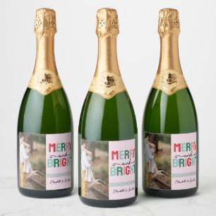 Merry and Bright Christmas Sparkling Wine Label