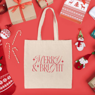 Merry and Bright Christmas Stars Tote Bag
