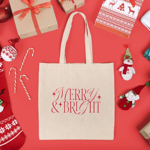 Merry and Bright Christmas Stars Tote Bag