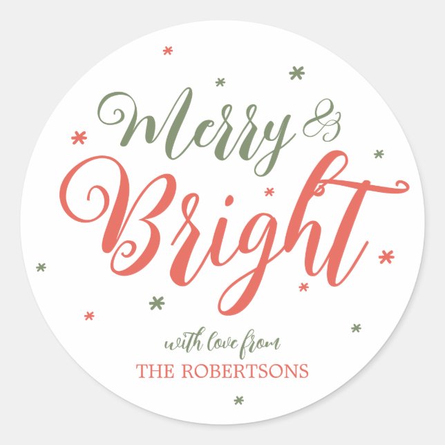 Merry and Bright Christmas Sticker (Front)