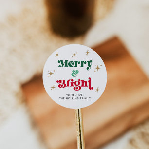 Merry and Bright Christmas Sticker Holiday Label