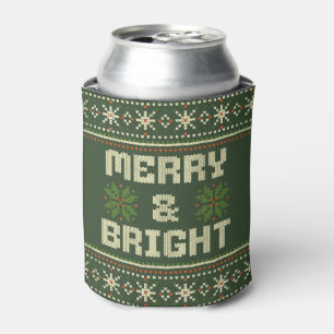 Merry and Bright Christmas Sweater Nordic Knit Can Cooler