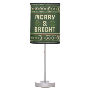 Merry and Bright Christmas Sweater Nordic Knit  Table Lamp
