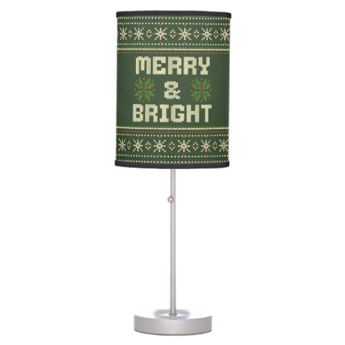 Merry and Bright Christmas Sweater Nordic Knit  Table Lamp