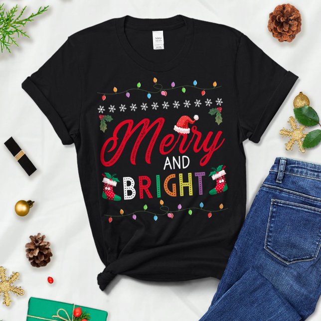 Merry And Bright - Christmas Tee- Family Christmas T-Shirt (Creator Uploaded)