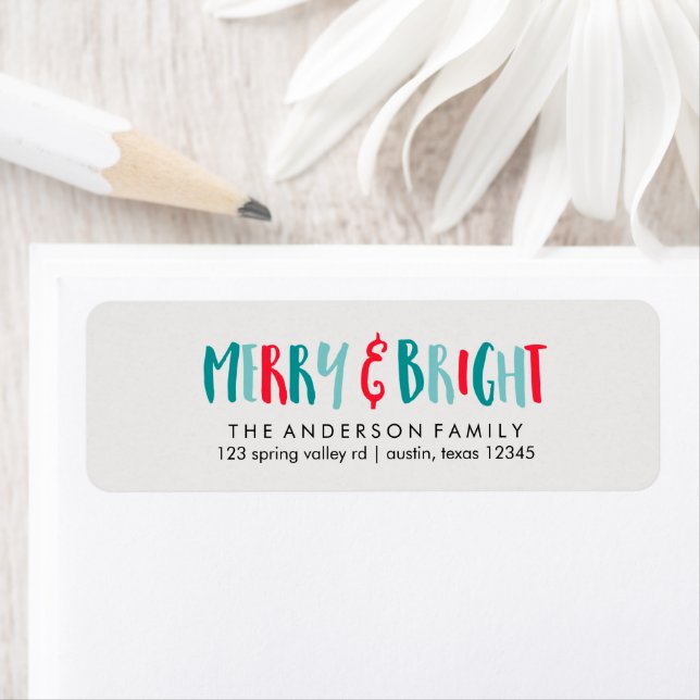 Merry and Bright Christmas Themed Label (Insitu)