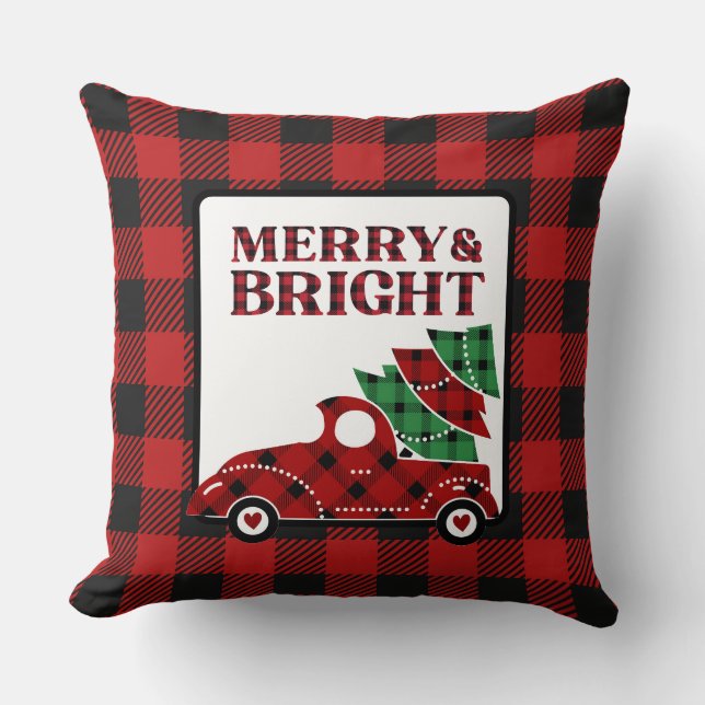 Merry And Bright Christmas  Throw Pillow (Front)