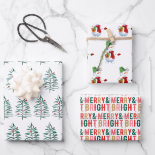 Merry and bright, Christmas tree, Christmas  Wrapp Wrapping Paper Sheets