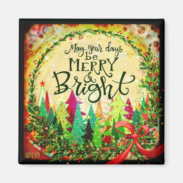 Merry and Bright Christmas Tree Inspirivity Magnet (Front)