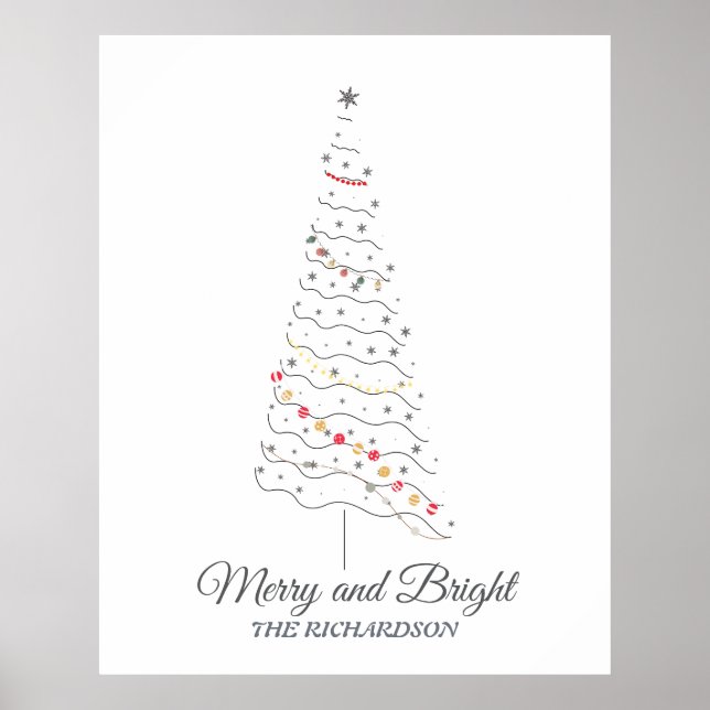 Merry and Bright Christmas Tree | Minimalist Print (Front)
