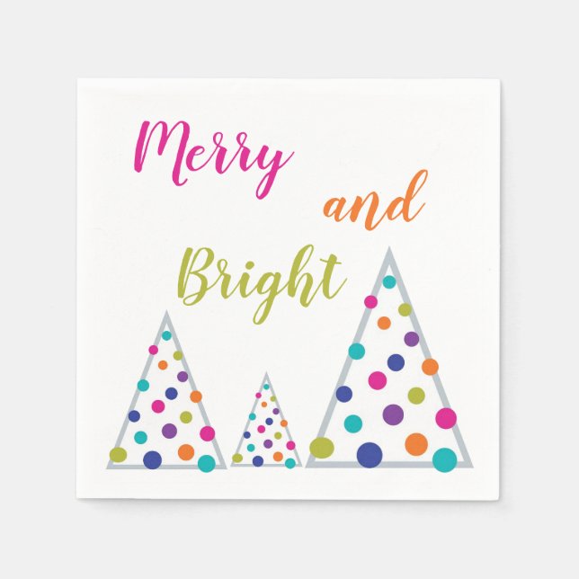 Merry and Bright Christmas Tree Napkins (Front)