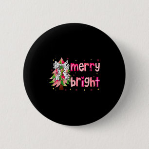 Merry And Bright Christmas Tree Nk Coquette Bow Wo Button