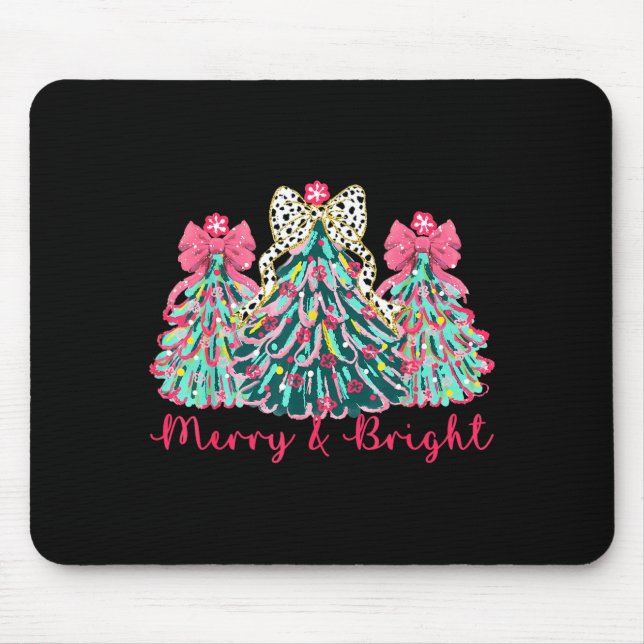 Merry And Bright Christmas Tree Xmas Tree Family H Mouse Pad (Front)