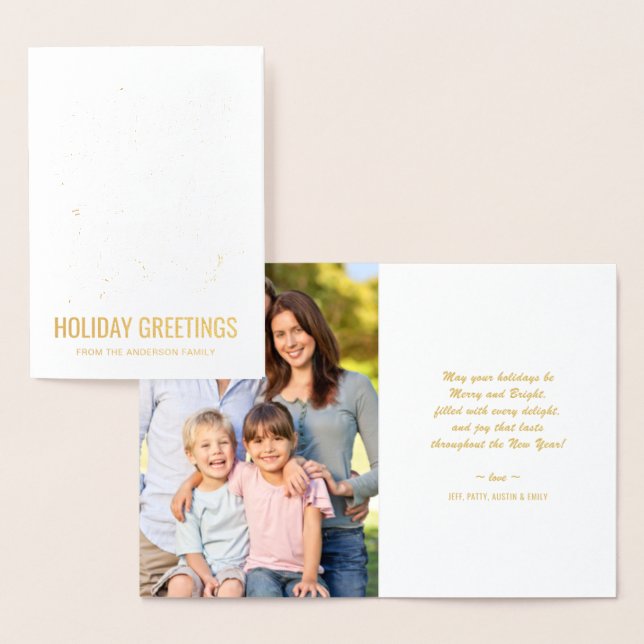 Merry and Bright Christmas Typography Holiday Foil Card (Display)