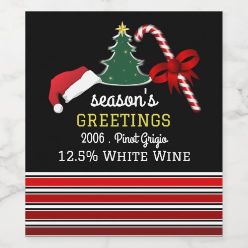 Merry and Bright Christmas Wine Label