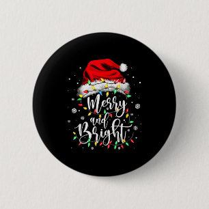 Merry And Bright Christmas Women Girls Cute Merry Button