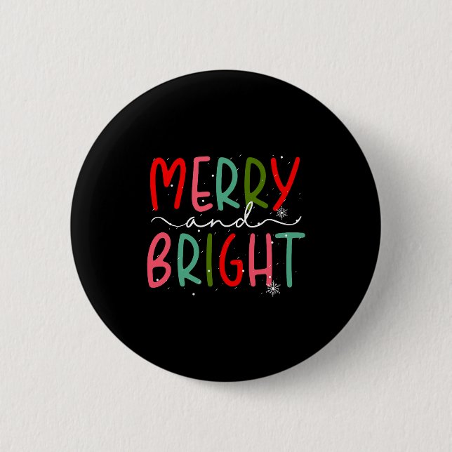 Merry And Bright Christmas Women Girls Kids Toddle Button (Front)