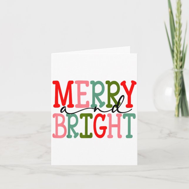 Merry And Bright Christmas Women Girls Kids Toddle Card (Front)