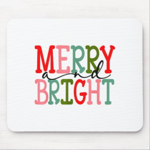 Merry And Bright Christmas Women Girls Kids Toddle Mouse Pad