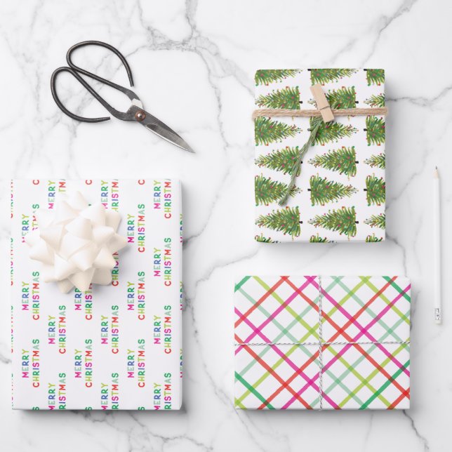 Merry and Bright Christmas Wrapping Paper Sheets (Front)