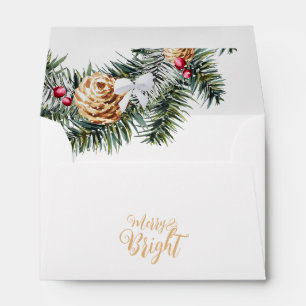 Merry and Bright Christmas Wreath Holiday Envelope