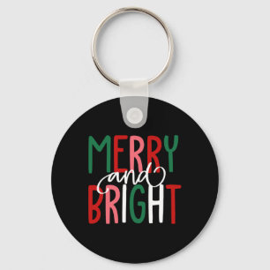 Merry And Bright Christmas Xmas Tree Pajamas Famil Keychain