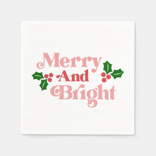 Merry and Bright - Classic Holiday Typography Napkins