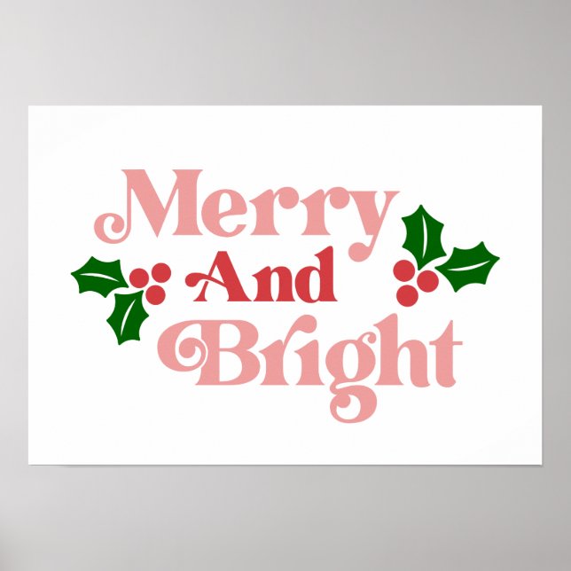Merry and Bright - Classic Holiday Typography Poster (Front)