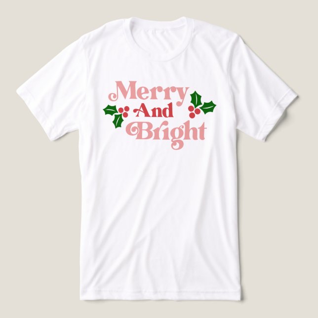 Merry and Bright - Classic Holiday Typography Tri-Blend Shirt (Design Front)